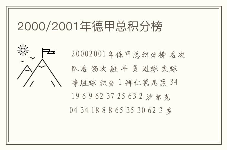 2000/2001年德甲总积分榜