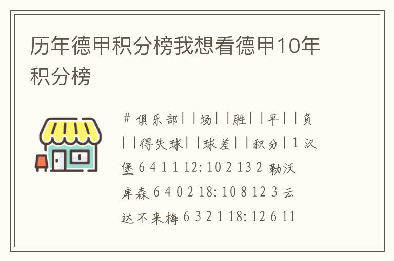 历年德甲积分榜我想看德甲10年积分榜