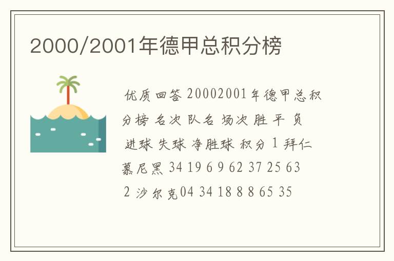 2000/2001年德甲总积分榜