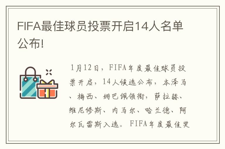 FIFA最佳球员投票开启14人名单公布!