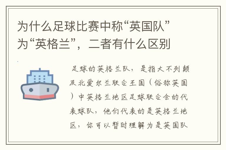 为什么足球比赛中称“英国队”为“英格兰”，二者有什么区别