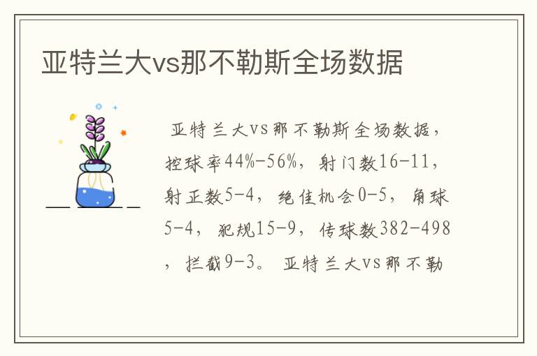 亚特兰大vs那不勒斯全场数据