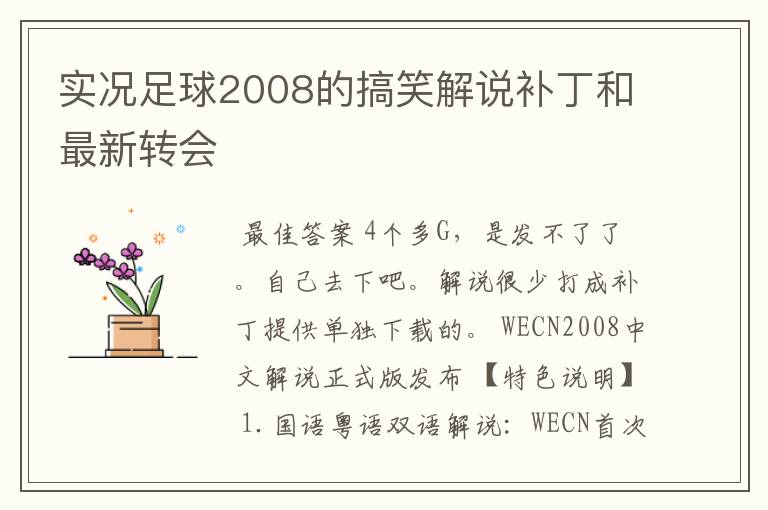 实况足球2008的搞笑解说补丁和最新转会