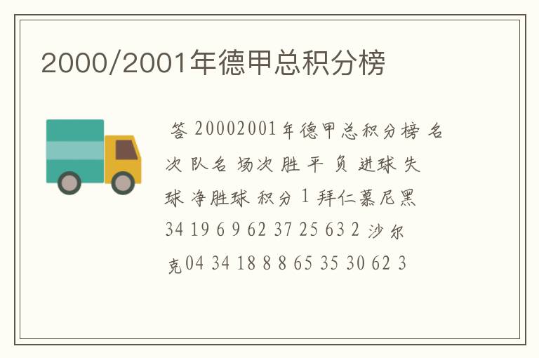 2000/2001年德甲总积分榜