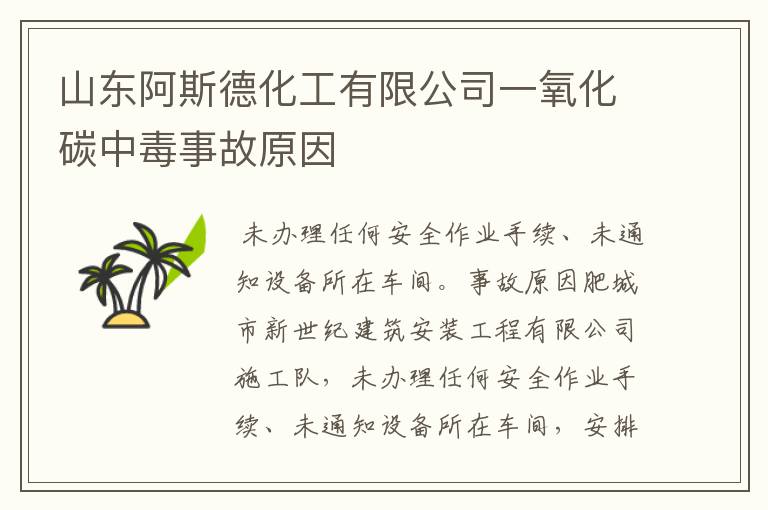 山东阿斯德化工有限公司一氧化碳中毒事故原因