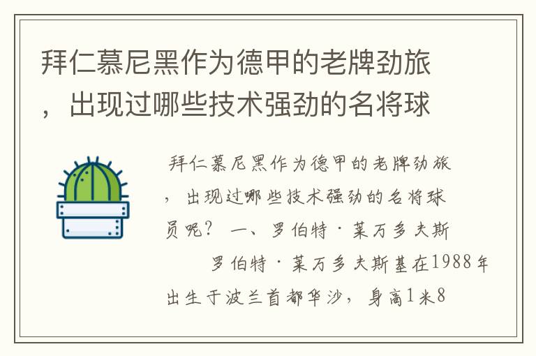 拜仁慕尼黑作为德甲的老牌劲旅，出现过哪些技术强劲的名将球员呢？