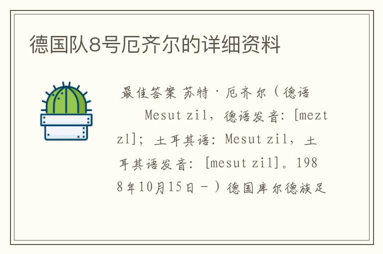 德国队8号厄齐尔的详细资料