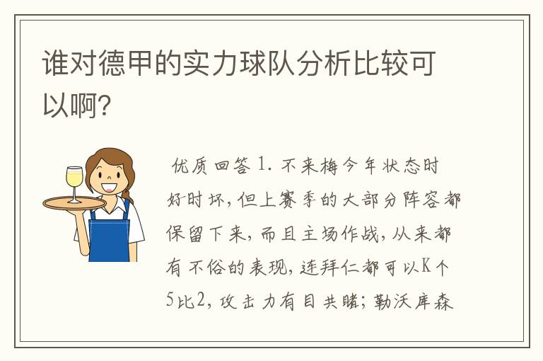 谁对德甲的实力球队分析比较可以啊？