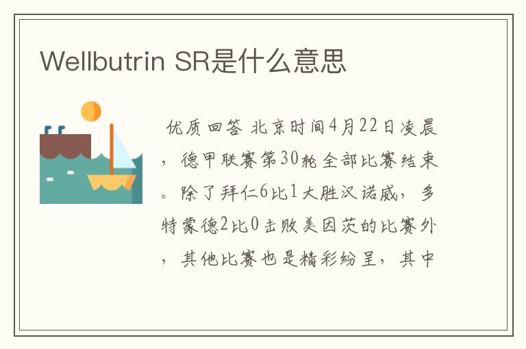 Wellbutrin SR是什么意思