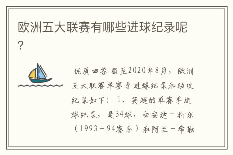 欧洲五大联赛有哪些进球纪录呢？