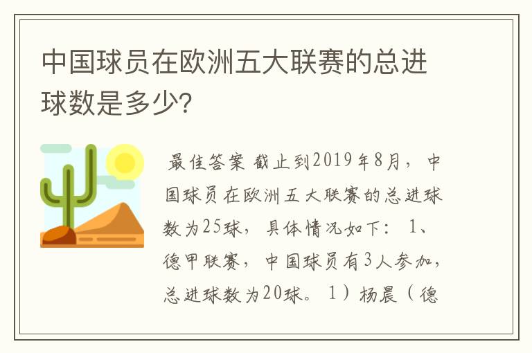 中国球员在欧洲五大联赛的总进球数是多少？