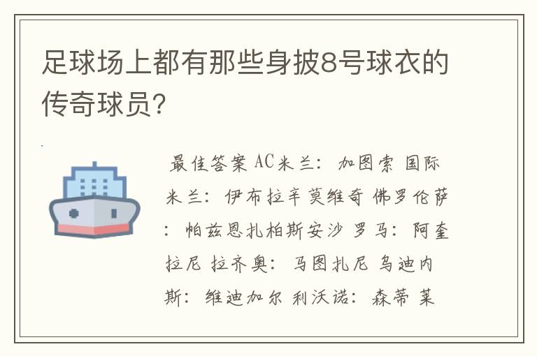 足球场上都有那些身披8号球衣的传奇球员？