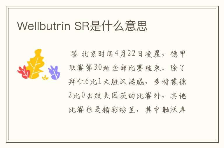 Wellbutrin SR是什么意思