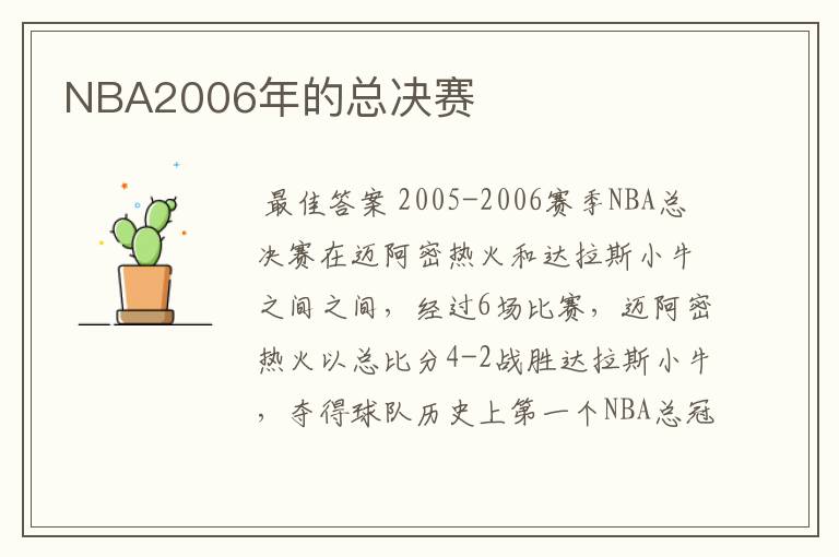 NBA2006年的总决赛