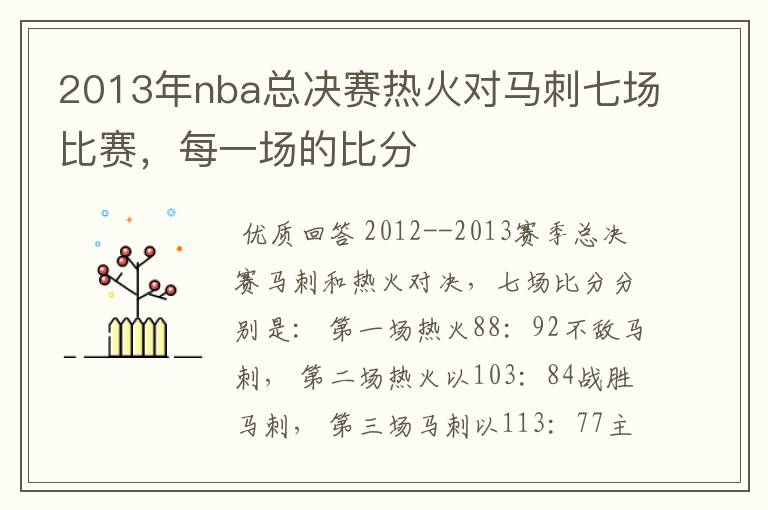 2013年nba总决赛热火对马刺七场比赛，每一场的比分