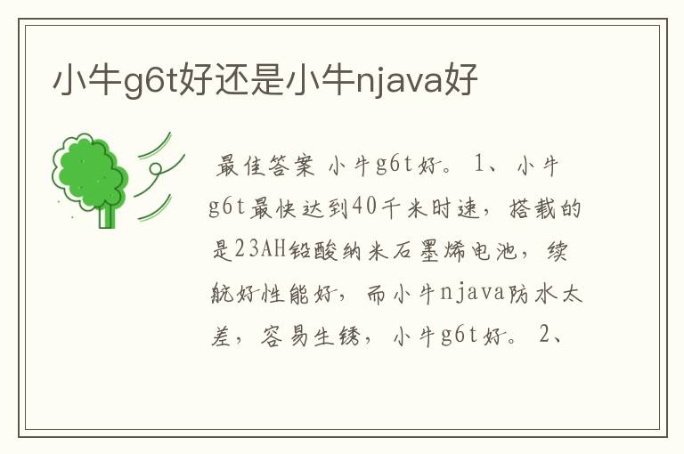 小牛g6t好还是小牛njava好