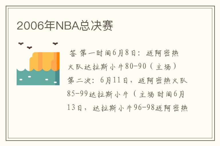 2006年NBA总决赛