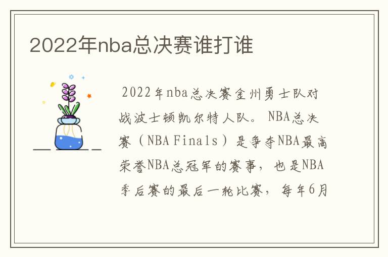 2022年nba总决赛谁打谁