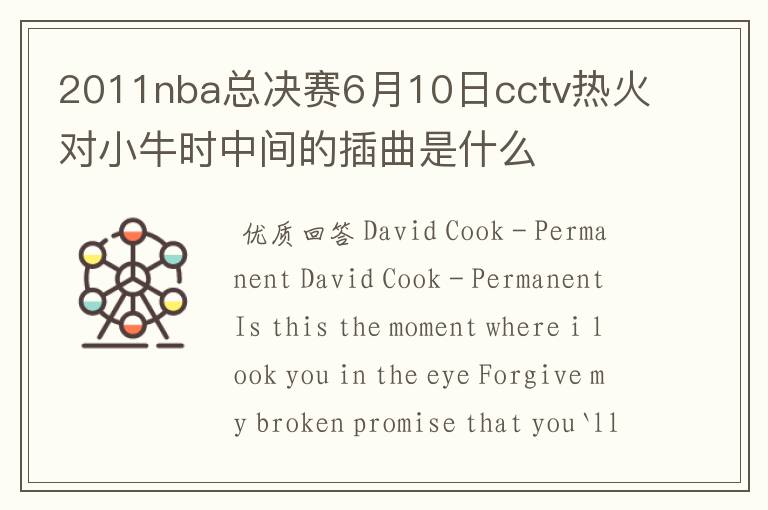 2011nba总决赛6月10日cctv热火对小牛时中间的插曲是什么