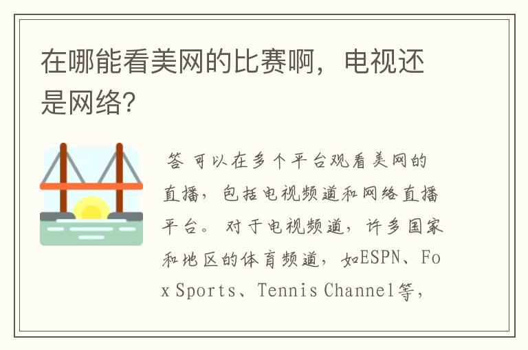 在哪能看美网的比赛啊，电视还是网络？