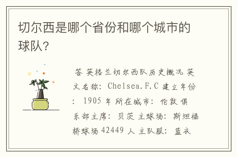 切尔西是哪个省份和哪个城市的球队?