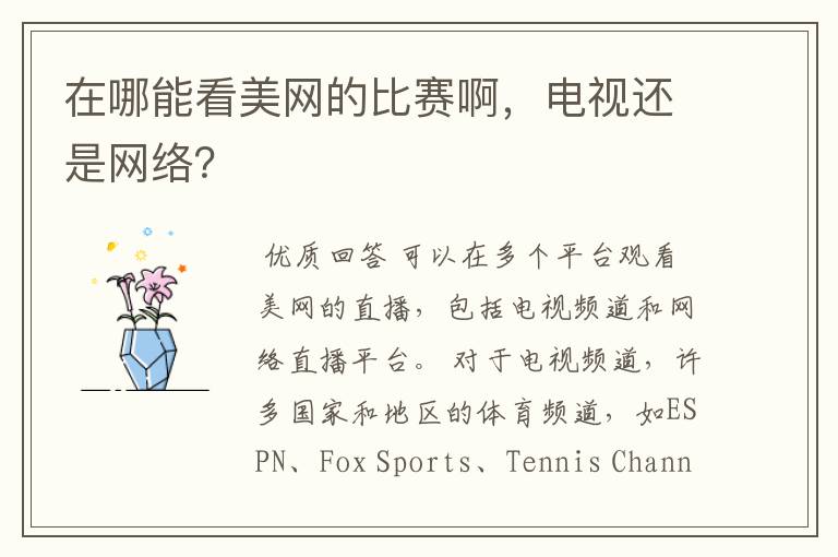 在哪能看美网的比赛啊，电视还是网络？