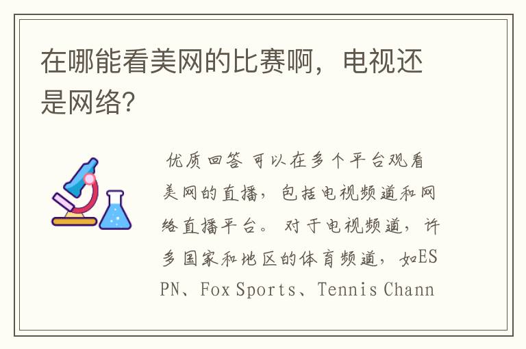 在哪能看美网的比赛啊，电视还是网络？