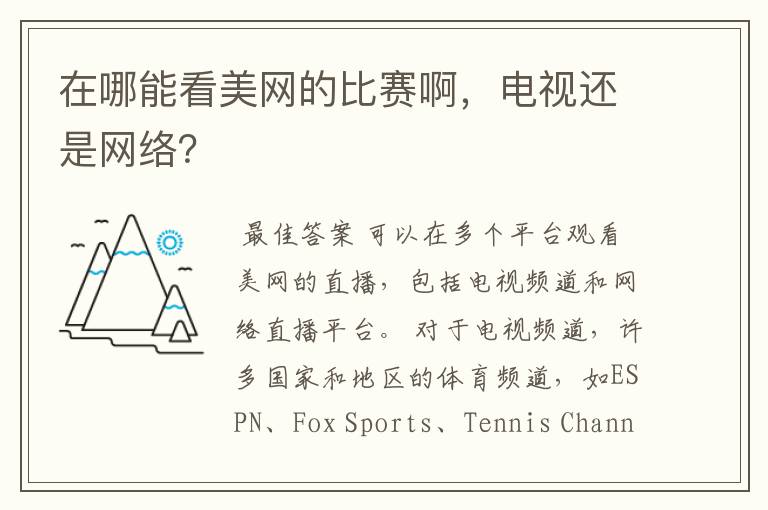 在哪能看美网的比赛啊，电视还是网络？