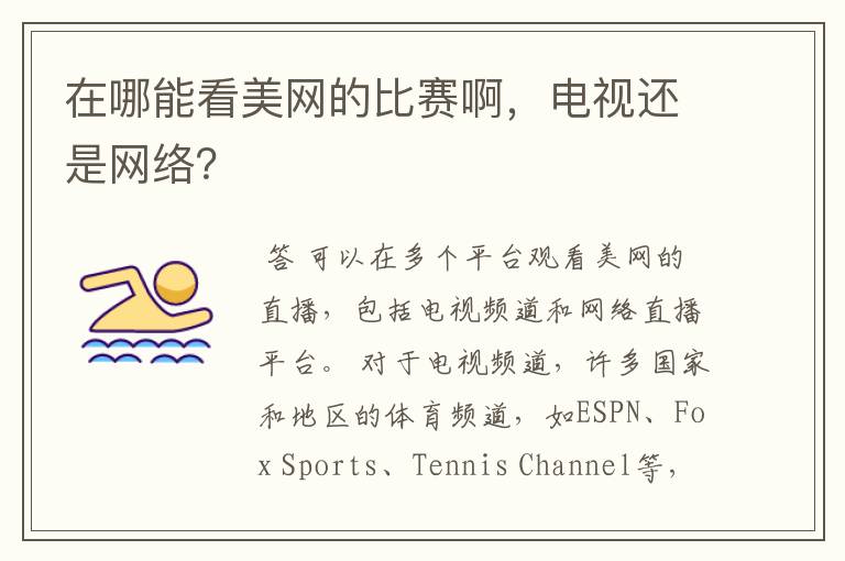 在哪能看美网的比赛啊，电视还是网络？