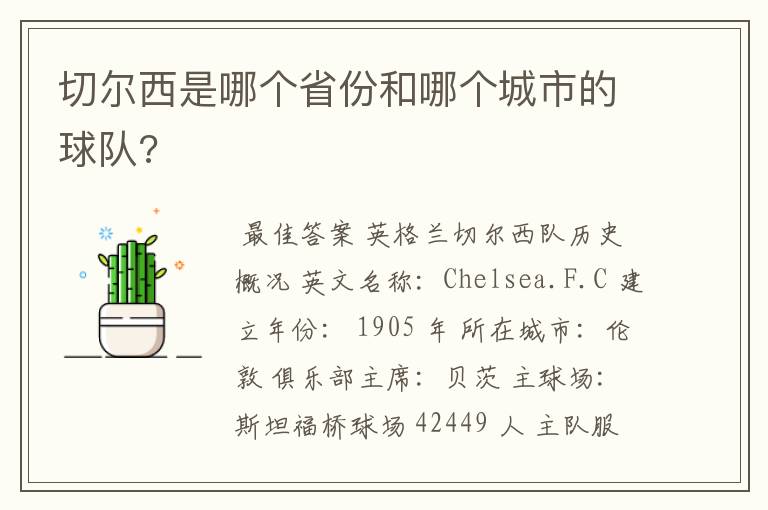 切尔西是哪个省份和哪个城市的球队?