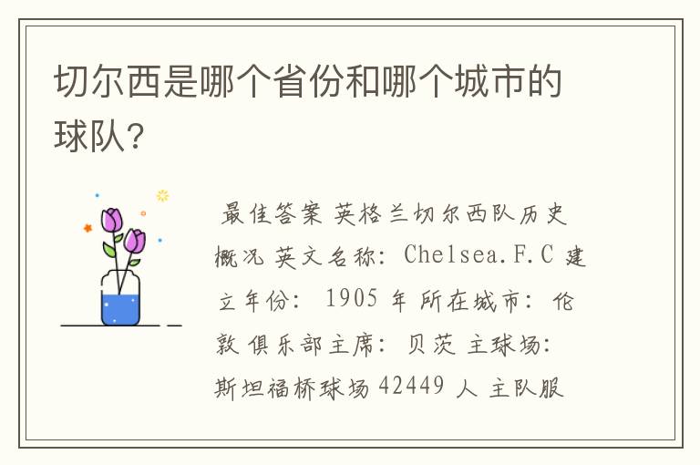 切尔西是哪个省份和哪个城市的球队?