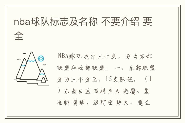 nba球队标志及名称 不要介绍 要全