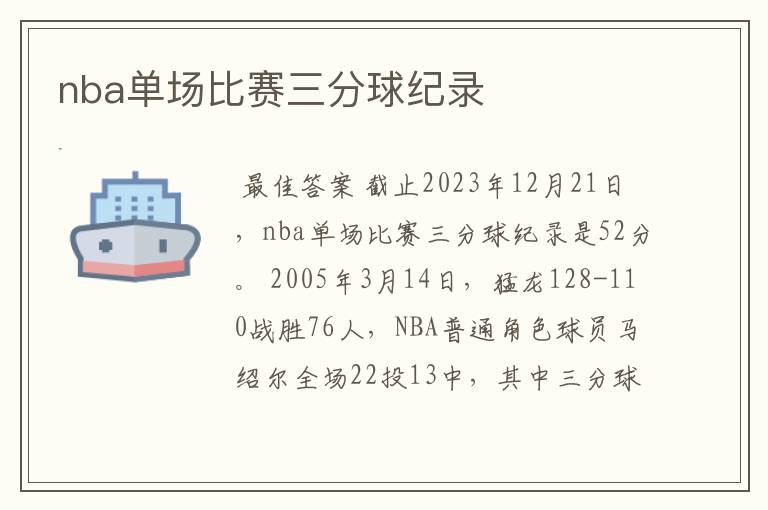 nba单场比赛三分球纪录