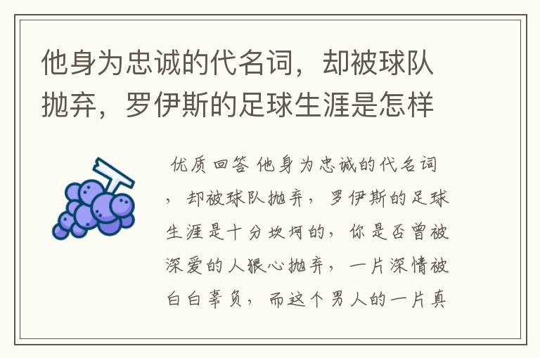 他身为忠诚的代名词，却被球队抛弃，罗伊斯的足球生涯是怎样的呢？