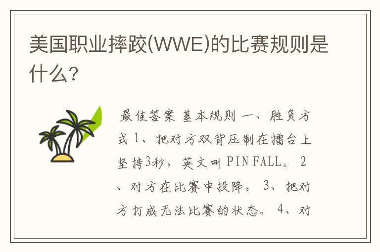 美国职业摔跤(WWE)的比赛规则是什么?