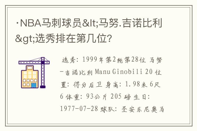 ·NBA马刺球员<马努.吉诺比利>选秀排在第几位?