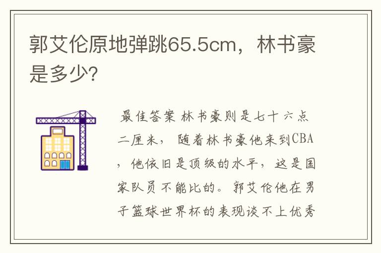 郭艾伦原地弹跳65.5cm，林书豪是多少？