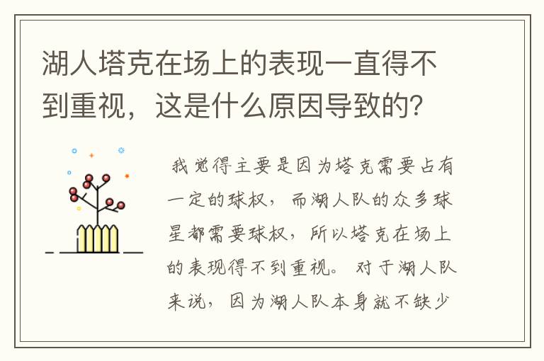 湖人塔克在场上的表现一直得不到重视，这是什么原因导致的？