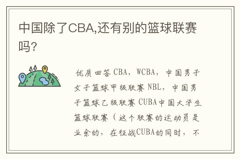 中国除了CBA,还有别的篮球联赛吗?