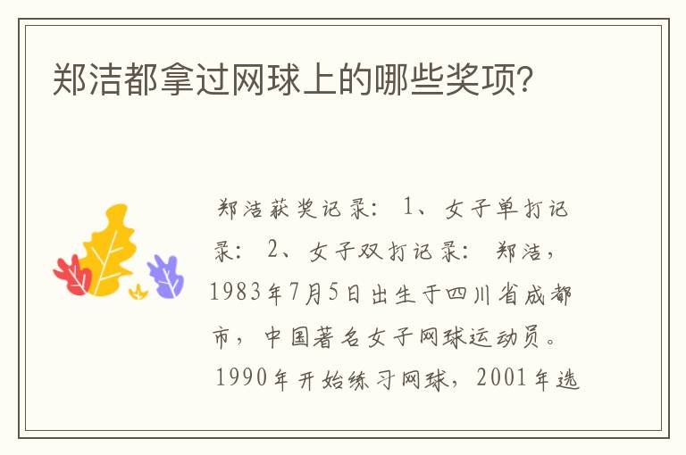 郑洁都拿过网球上的哪些奖项？