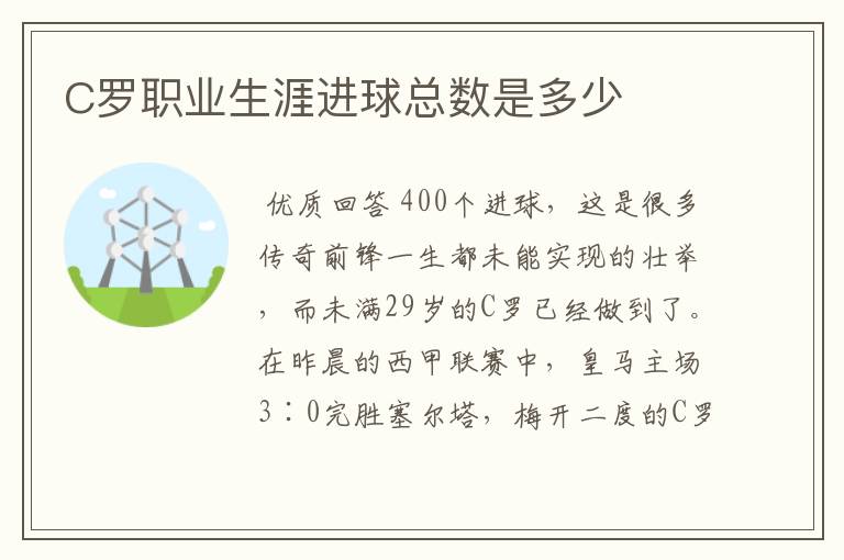 C罗职业生涯进球总数是多少