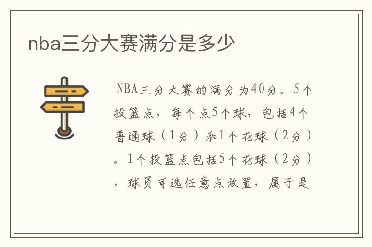 nba三分大赛满分是多少