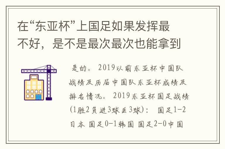 在“东亚杯”上国足如果发挥最不好，是不是最次最次也能拿到第四名的成绩？