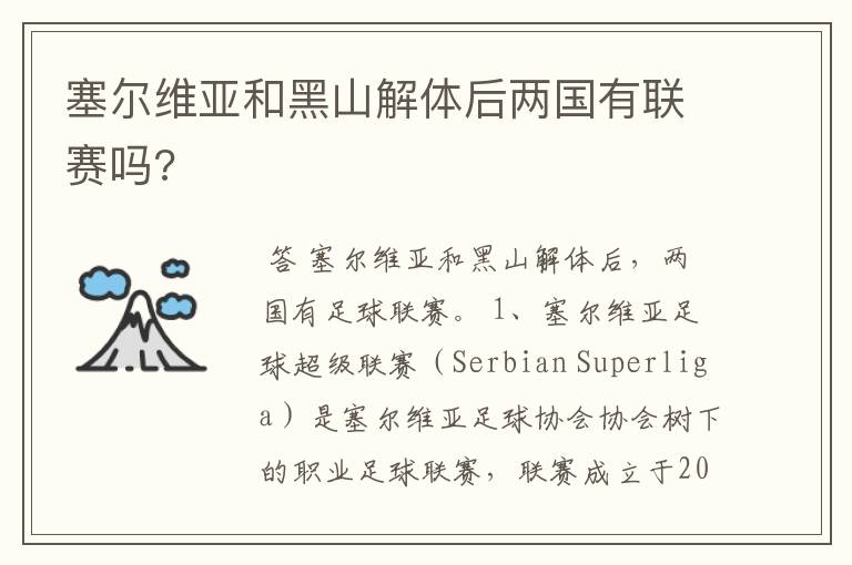 塞尔维亚和黑山解体后两国有联赛吗?