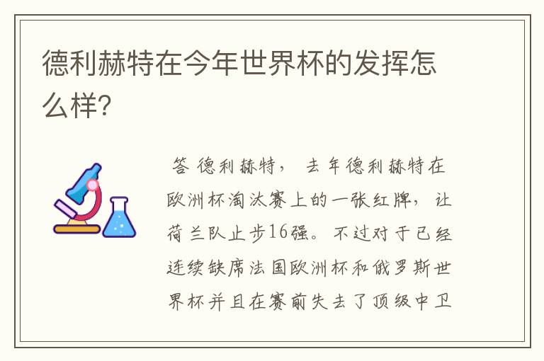 德利赫特在今年世界杯的发挥怎么样？