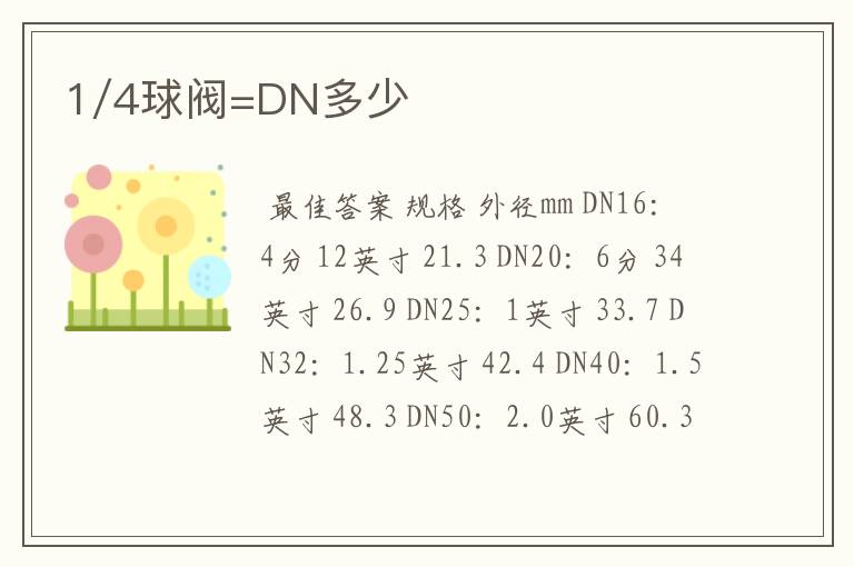 1/4球阀=DN多少