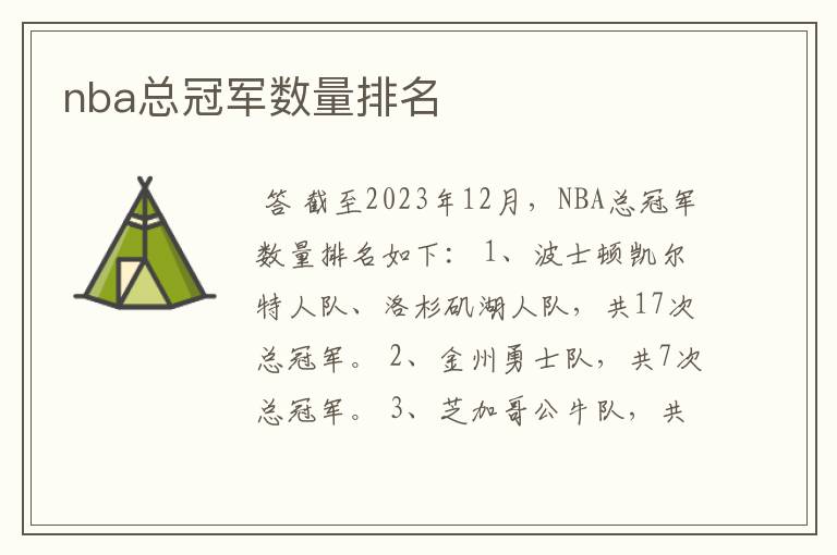 nba总冠军数量排名