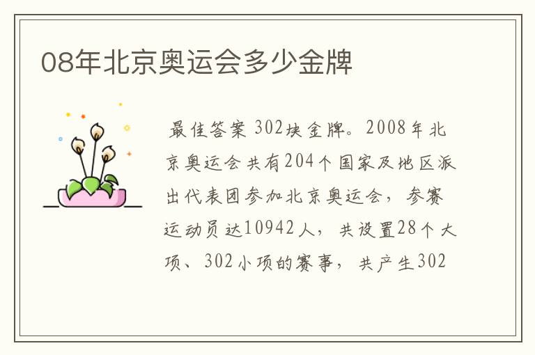 08年北京奥运会多少金牌