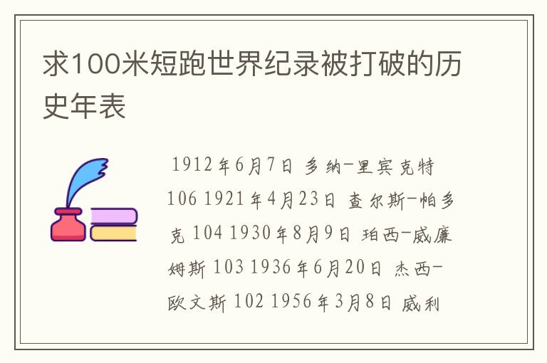 求100米短跑世界纪录被打破的历史年表