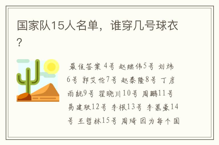 国家队15人名单，谁穿几号球衣？